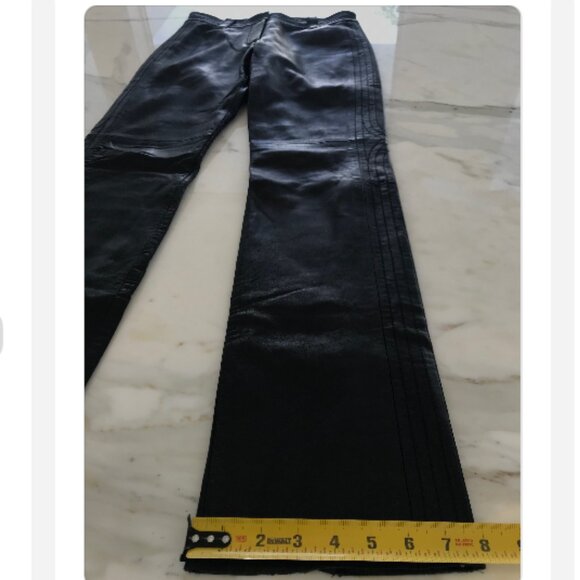 DKNY BLACK LEATHER BIKER STITCHING PANTS SIZE US 6 - Picture 15 of 16